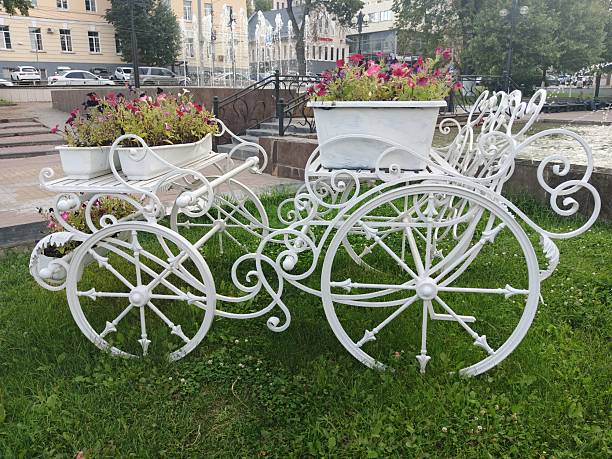 decorative interior carriage for flower bed flowers