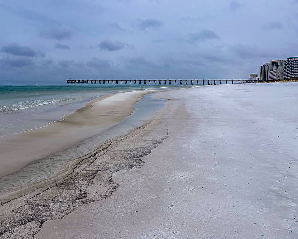 Navarre Beach, Florida Unveiled: Frozen Sands Before a Rare Snowfall