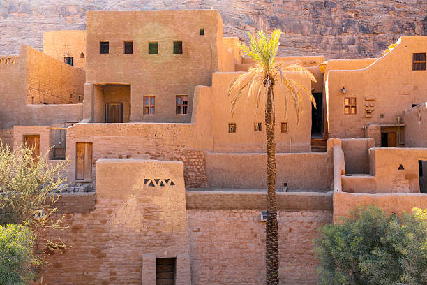 AlUla, Saudi Arabia - December 15, 2024: AlUla Old Town, in Saudi Arabia, historic mud brick city with ancient ruins and traditional narrow streets