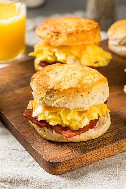 istock Greasy Bacon Egg and Cheese Buttermilk Biscuit Sandwich 2225647118