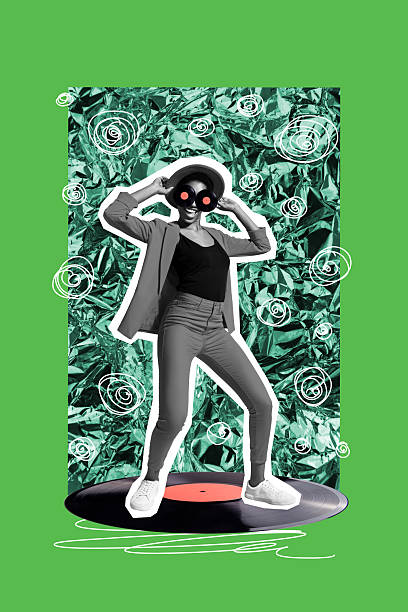istock Composite trend artwork sketch image collage of silhouette young lady dance celebrate obsolete party vinyl eyes record listen music 2225662290