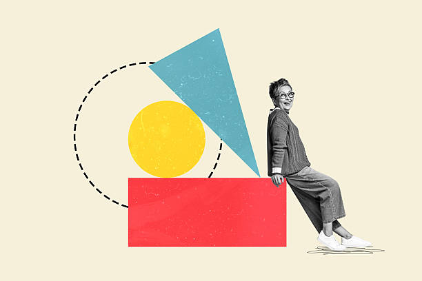istock Composite artwork collage image picture of black white colors lady sit geometric figures isolated on creative background 2225662663
