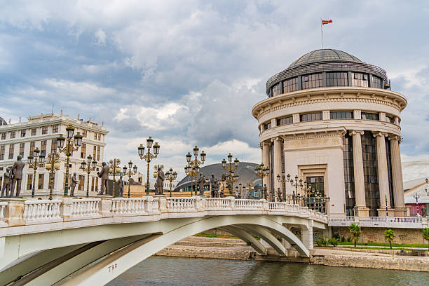 Basic Public Prosecutor's Office and Art Bridge in Skopje, North Macedonia