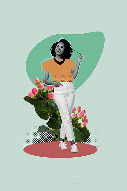 istock Vertical collage young beautiful woman holiday celebration postcard greeting march spring blossom flowers drawing background 2225668323