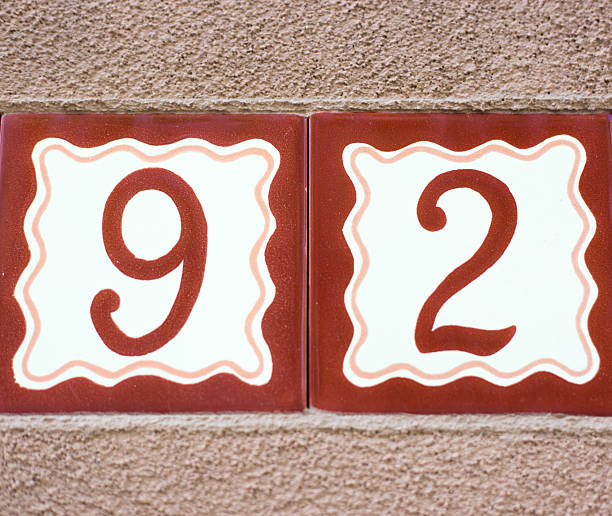 Ceramic Number 92 Street Address Tiles; Brown Stucco