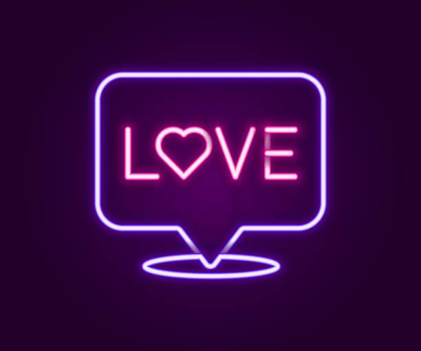 istock Glowing neon line Love text icon isolated on black background. Valentines day greeting card template. Colorful outline concept. Vector 2225693640