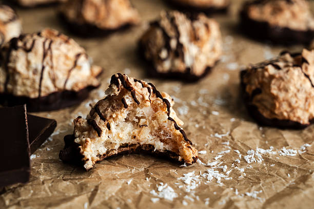 istock Macaroons Drizzled with Dark Chocolate on Unbleached Parchment Paper 2225704178