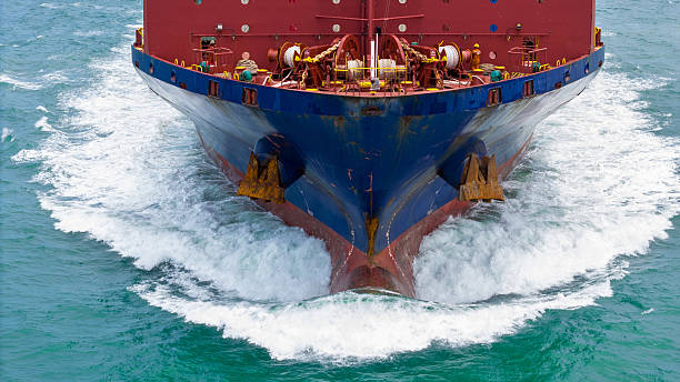 istock Nose Cargo container Ship, cargo vessel ship carrying container and running for import export concept technology freight shipping sea freight by Express Ship. front view 2225705622