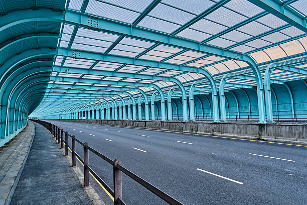 Road on metal bridge