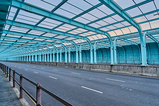 Road on metal bridge