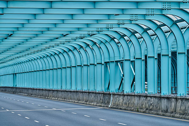 Road on metal bridge