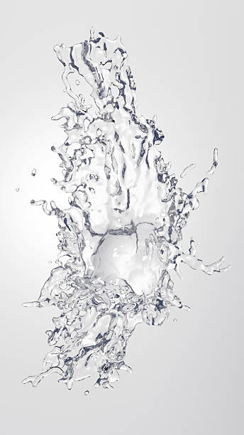 3D Illustration.Colorless water droplets on a white background. Water material. (Vertical)
