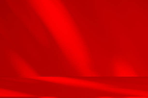 istock Studio style background wall decoration presentation uses white and red tones. with shadows cast from a nearby window, concept creating a decorative 2225716640