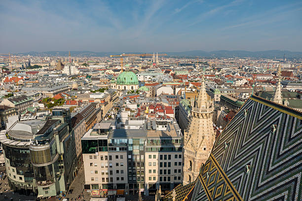 Vienna, Austria - August 28, 2019: Aerial view of Vienna, Austria
