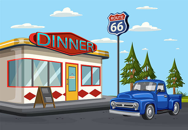 istock Retro Diner on Route 66 with Classic Truck 2225726927