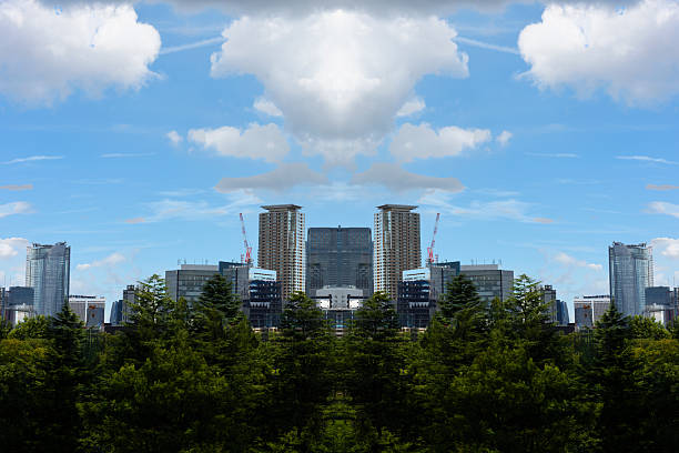 Close-up and abstract background of cityscape.