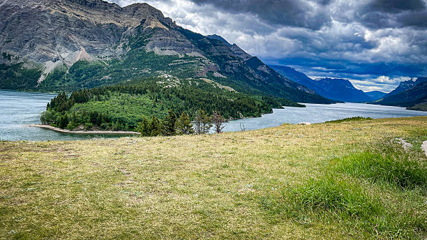 View of the lake on an overcast day.