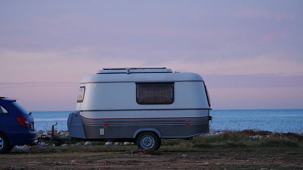 istock Caravan trailer camping on coast, Spain. 2225733198