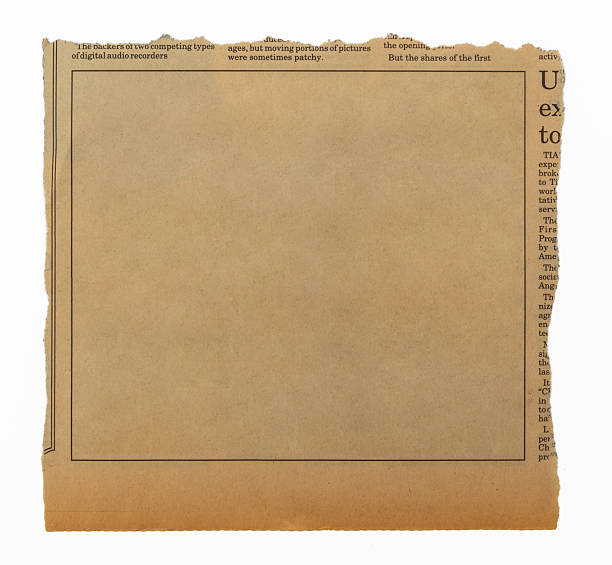 istock Piece of newspaper sheet with graphic frame on white background 2225733578