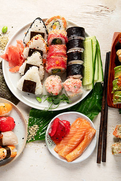 istock Assorted sushi nigiri and maki big set. 2225734633