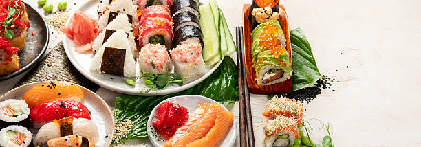 istock Assorted sushi nigiri and maki big set. 2225734636