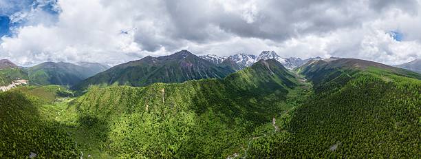 Panoramic View of Baima Snow Mountain's U-shaped valley