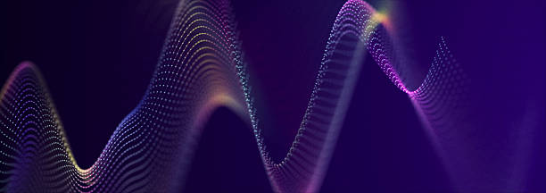 istock Beautiful curved wave on a dark background. Digital technology background. Concept of network. 3D 2225755279