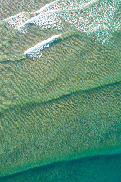 The Rhythmic Movement of Calm Waves in the Ocean, zenithal aerial drone view