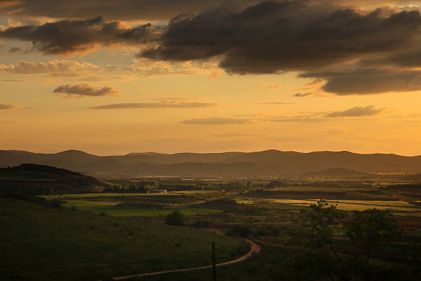 istock Panoramic view with Lovely sky with Stratocumulus clouds at sunset in Alcaraz 2225759059