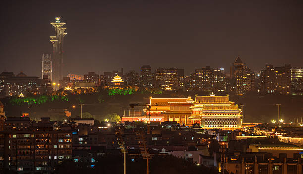 Night View of Beijing Central Axis's landmarks