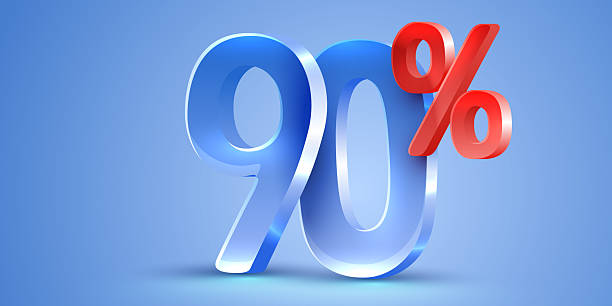 istock Mega shopping offer 90 percent discount glossy glass 3d render. Sale banner. 2225765524