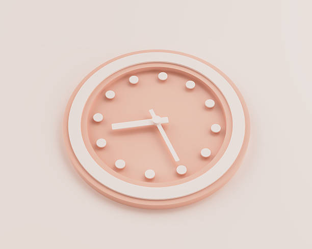 istock Minimalist Pastel Pink And White Rounded Wall Clock 8:25 Eight Twenty Five Time 3D Illustration 2225771699