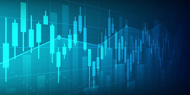 istock Abstract financial graph with up trend line chart in stock market on blue colour background 2225783770