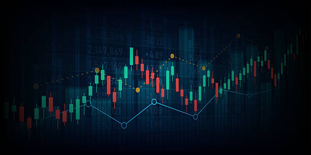 istock Abstract financial graph with up trend line chart in stock market on blue colour background 2225784286