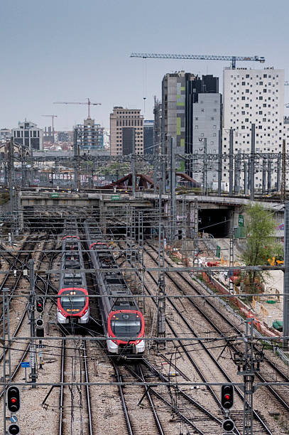 Urban Connectivity: Complex Rail Infrastructure Amidst City Development.