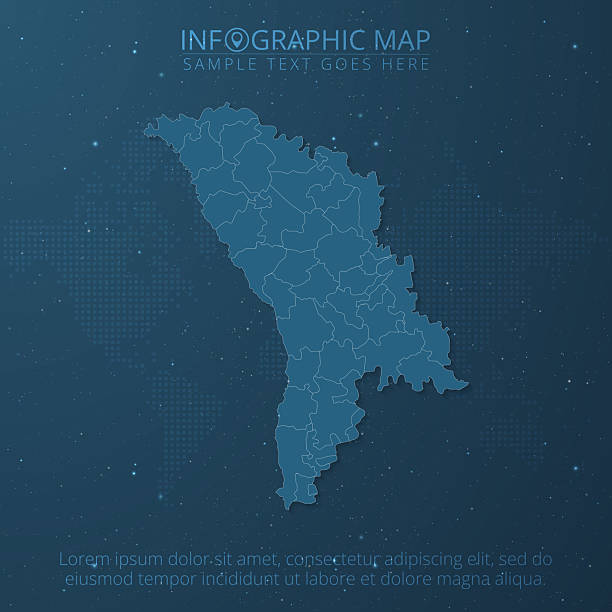 istock Moldova Map High Detail Separated All States on Dark Blue Background 2225794637