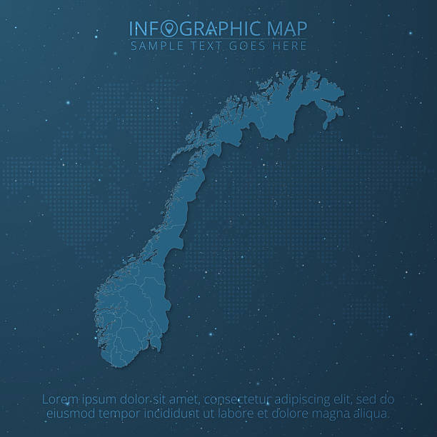 istock Norway Map High Detail Separated All States on Dark Blue Background 2225794695
