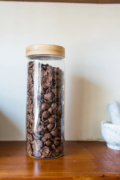 istock Chocolate corn flakes in glass jar 2225795585