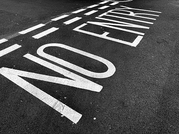 istock No Entry road markings on an empty urban road 2225796680