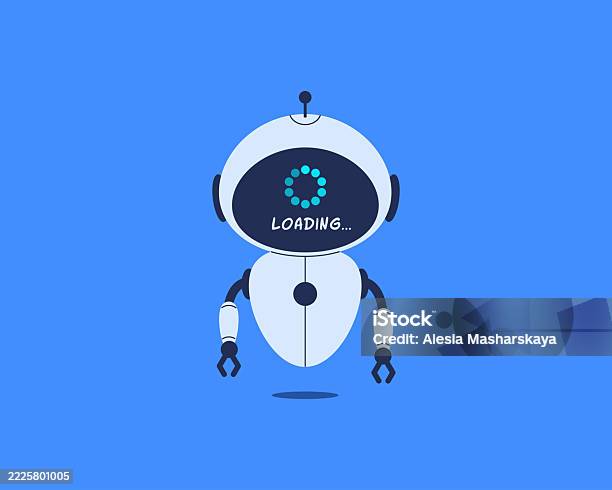 Chatbot Loading Animation Robot With Loading Bar On Screen Vector Illustration For Ai System ...