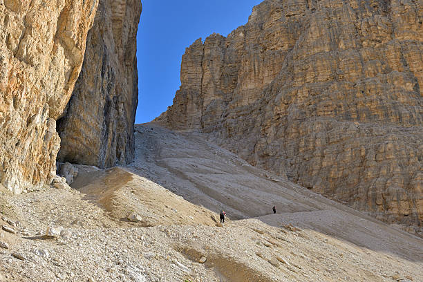 nature sceneries along the trail inside the Vajolet towers, catinaccio mountain range, dolomites, Italy