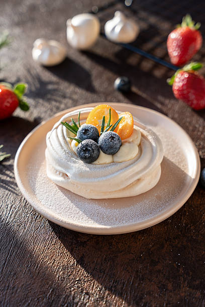 Mini Pavlovas with Kumquat and Blueberry