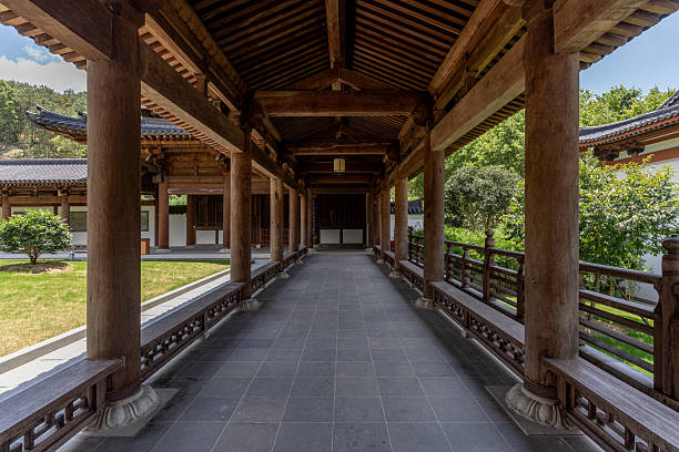 istock Partial view of a temple wooden rafter and tile junction. 2225808287