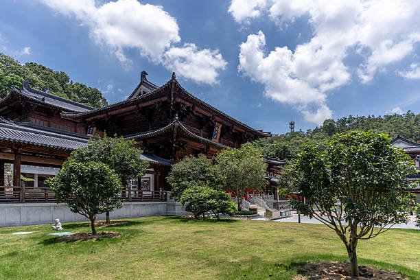 istock Classical Chinese temple halls and courtyards under clear daylight. 2225808391