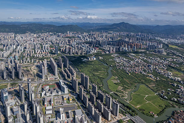 istock An aerial panorama shows an urban architectural scene. 2225809776