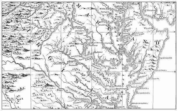Antique magazine image: Tide-Water Virginia, 1738