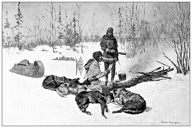 Antique magazine image: Exploration of the Canadian Barren Grounds, Nunavut and Northwest Territories, Tea