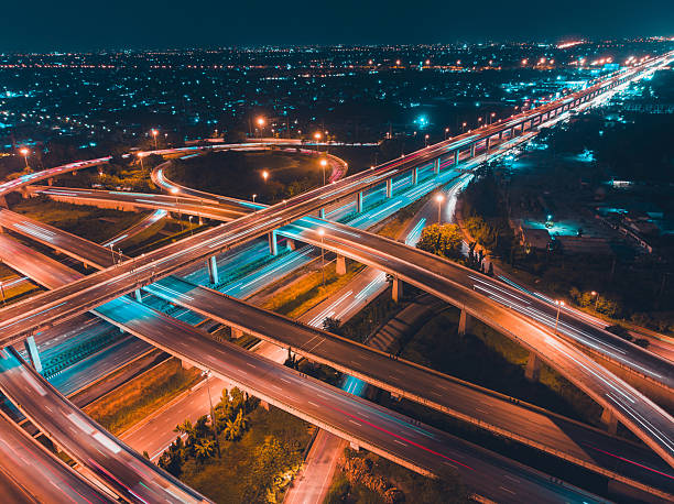 istock Night Aerial View of Expressway Interchange in Bangkok 2225829033