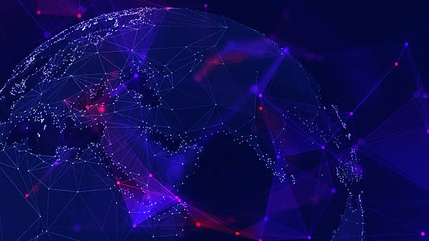istock Earth or globe concept with duotone plexus lines 2225833821