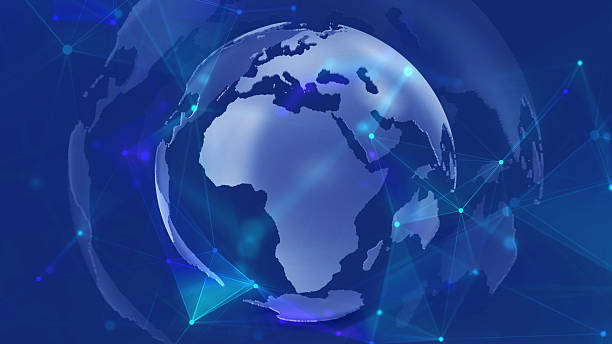 istock Earth or globe concept with duotone plexus lines 2225833840